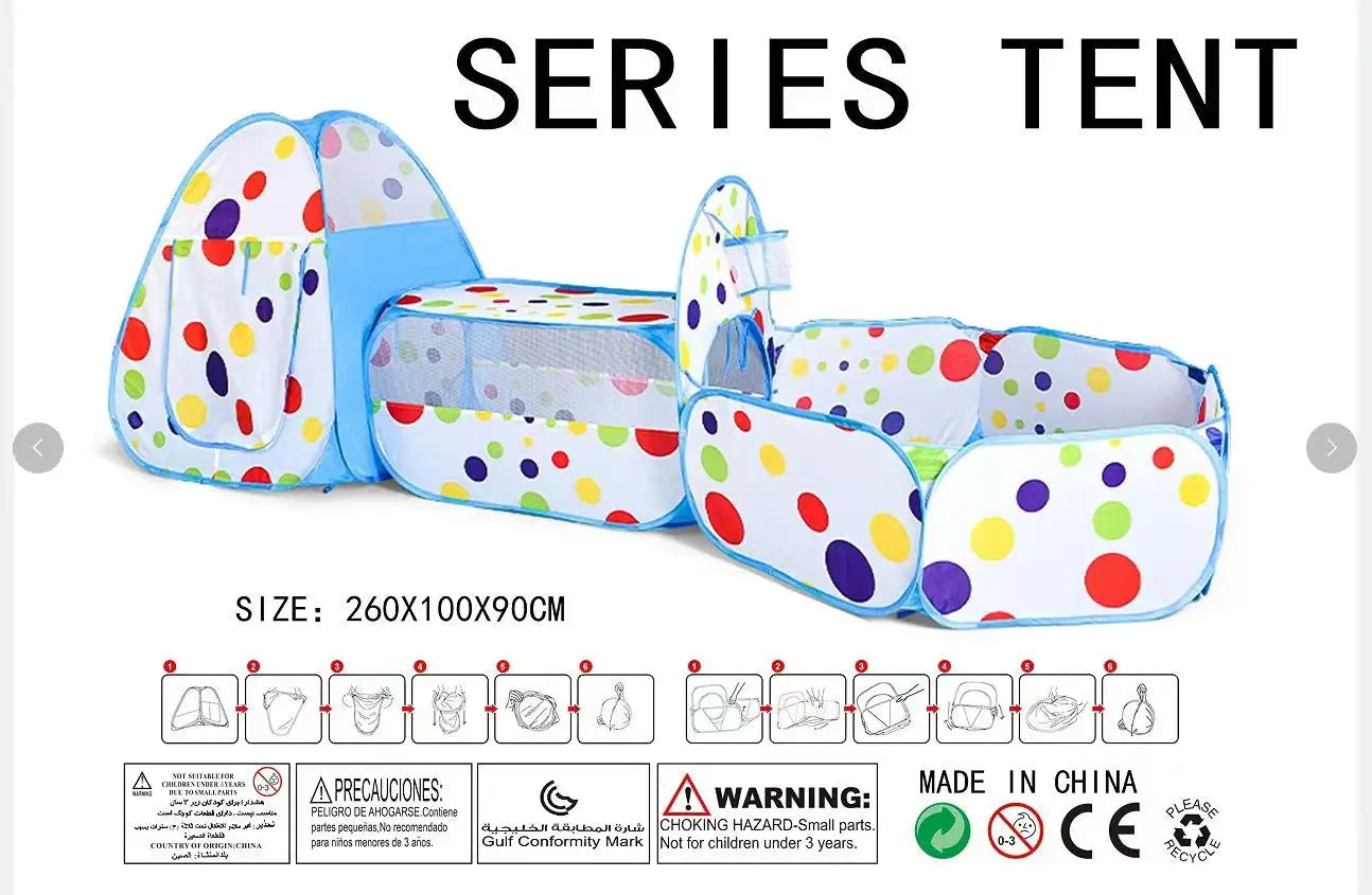 IMBABY 3 in 1 Ball Pool Folding Tent Tunnel for Children Ball Pit Playpen Crawling Tunnel Playground Corral Demgames Games Fence
