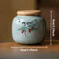 1pc Ceramics Hand Drawn Plum Blossom Urn for Ashes Pet Corpse Cremation Coffin Chinese Style Mini Urn with Lid for Ashes
