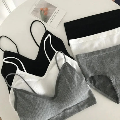 Women's Sports Bra Set Underwear Bra Korean Style Push Up No Steel Ring Bra Sexy Tube Top High Elastic Panty Set