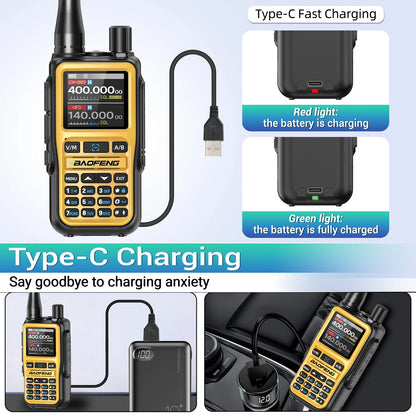 BAOFENG UV-5R Mini Full Band Walkie Talkie Bluetooth Programming Wireless Copy Frequency Type-C Long Range Ham Radio for Camping