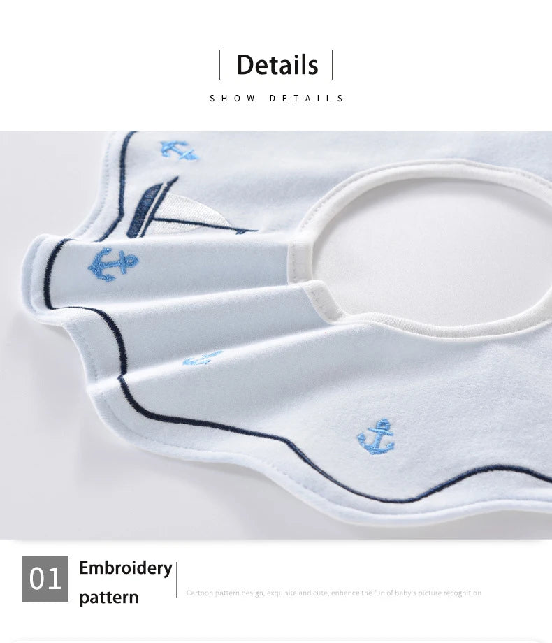 Cute Embroidery Cotton Baby Bibs Autumn New Infant Bib Newborn Burp Cloths for Kids Boy Girl Spring Soft Feeding Saliva Towel