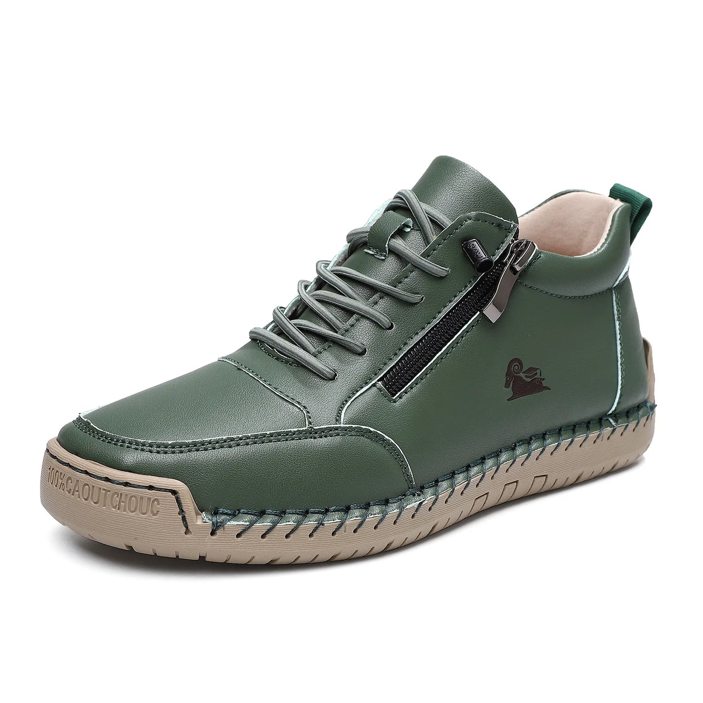 Women Sports Shoes 2026 New Outdoor Hiking Flat Bottomed Comfortable Casual Driving Shoes Soft Sole Zipper Fashion Leather Shoes