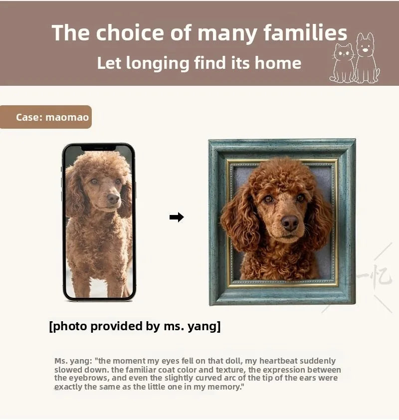 Custom Handmade Wool Felt Pet Portrait Doll Personalized Realistic Cat Dog Simulation Plush Stuffed Animals Birthday Gifts