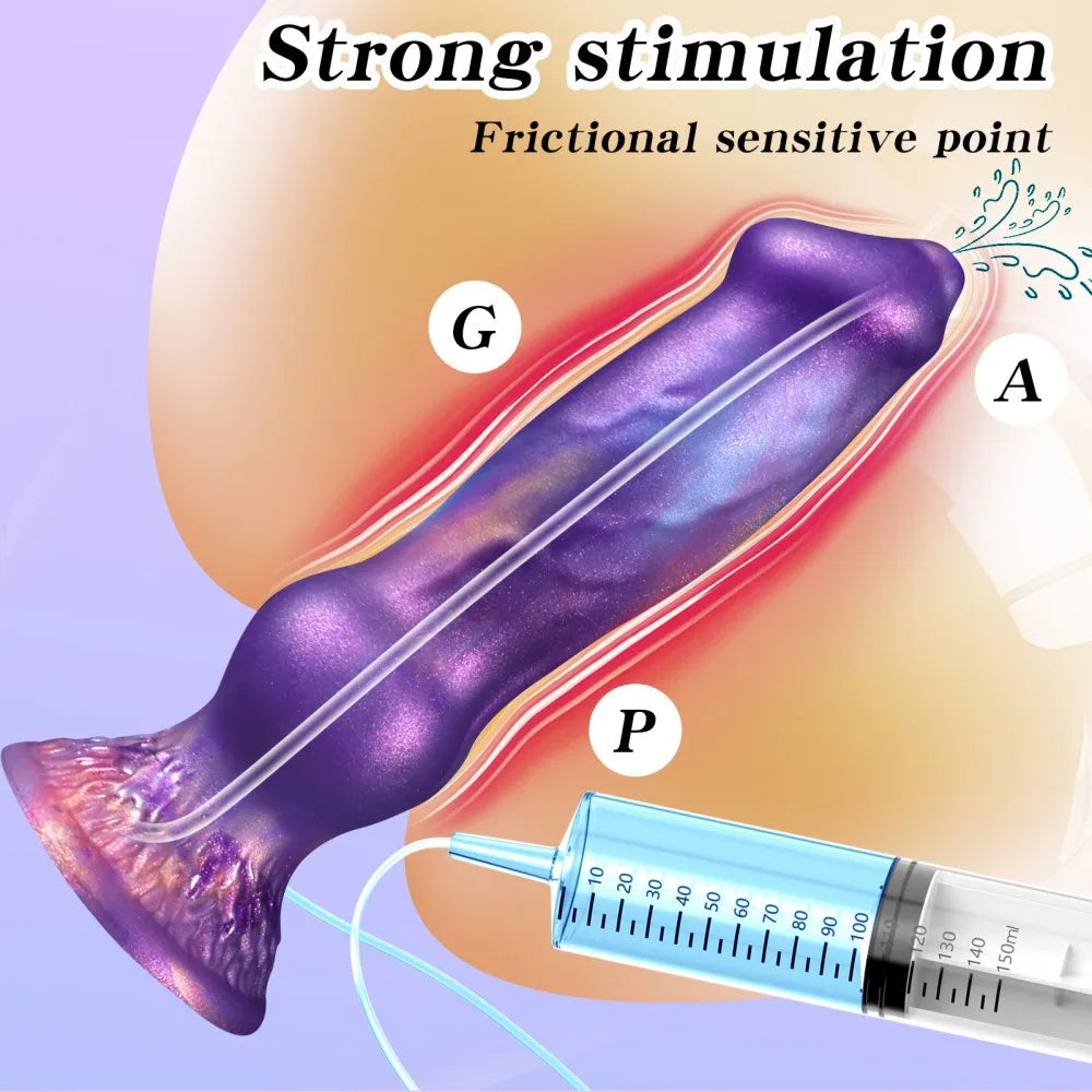 Realistic Dog Dildo With Squirting Enema Soft Silicone Suction Cup Water Syringe For Anal Play Vaginal Cleaning Adult Sex Toys