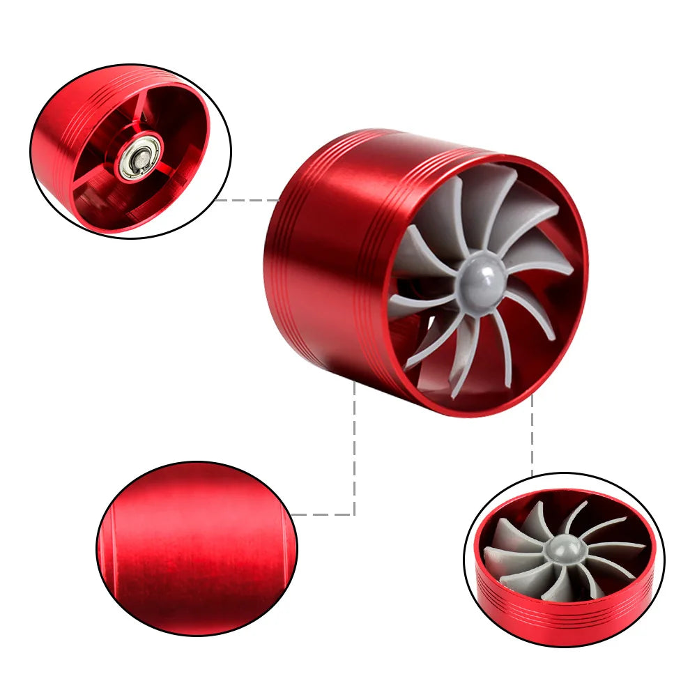 Car Air Intake Turbonator Single Fan Turbine Automobile Intake Turbo Vehicle Engine Turbocharger Power Conversion Accessories