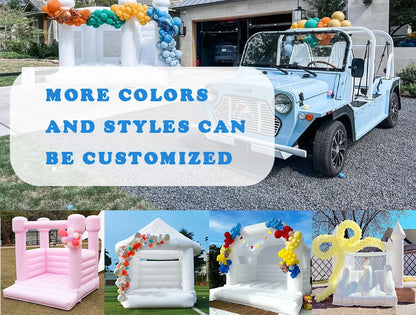 Inflatable White Bounce House Castle with Hair Dryer, Castle Commercial Grade Wedding Bouncer for Kids 3-15 Years Old