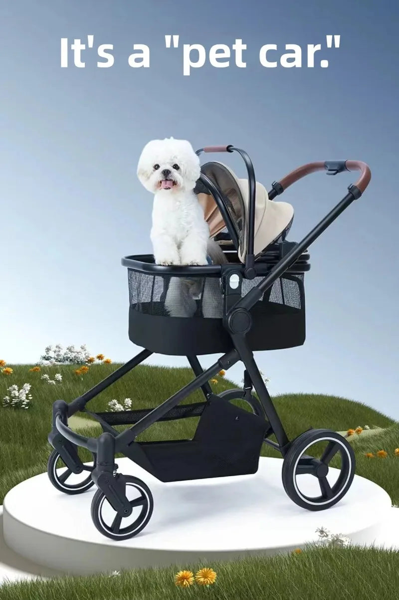 Portable pet stroller, dual-mode stroller that can carry both pets and babies at the same time, multifunctional and foldable,  pet carrier