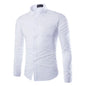 Mens Striped Shirts Business Slim Fit Male Shirt Black White 2025 Long Sleeved Social Clothes Camisa Masculina Vetement Homme