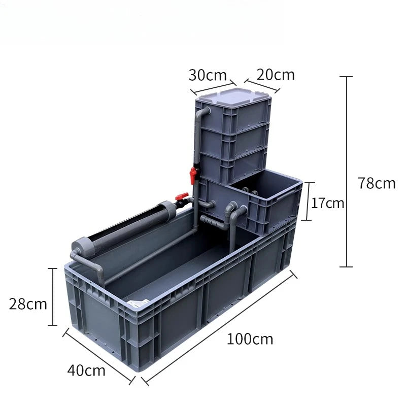 Oxygenate Turtle Terrariums Fliter Cultivation Turnover Box Multifunctional Large Space Fliter Box Turtle Fish Ecological Tank