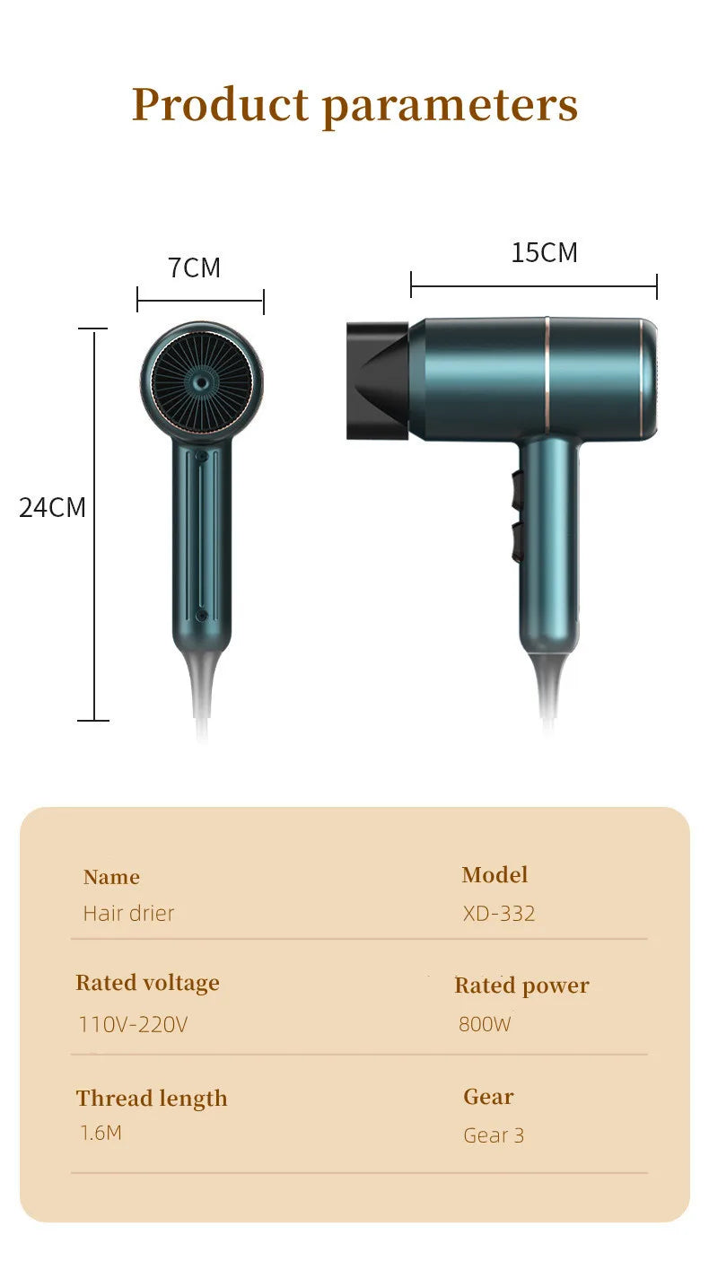 Hot Selling Professional Hair Dryer Negative Ion High Power Blue Light Foldable Electric Hair Dryer Salon Hair Tools Home