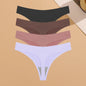 4PCS Ultra-thin Seamless Underwear Women's Invisible Panties Sexy Ice Silk Thongs Low Waist Breathable Bikini Stretchy Lingerie