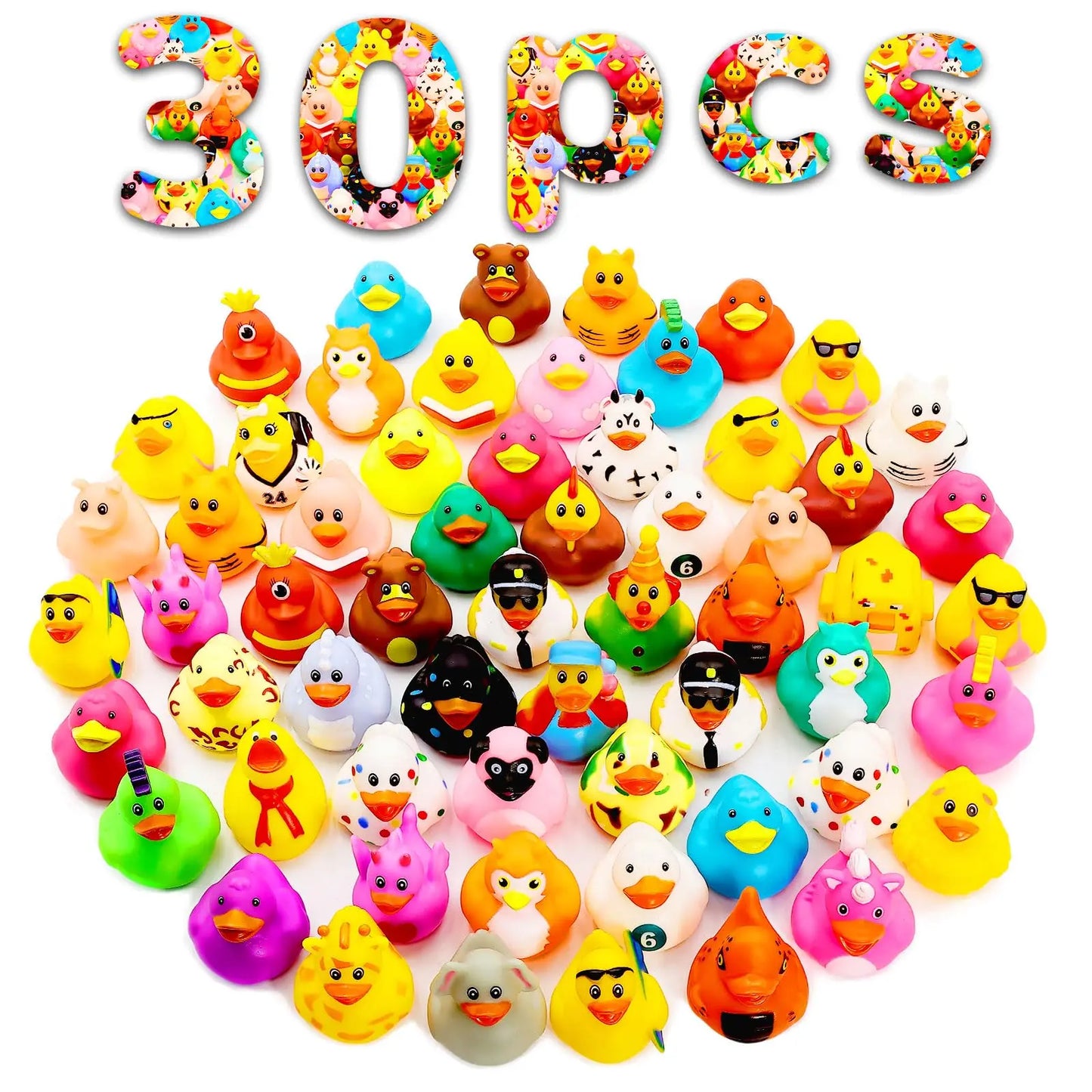 30 Pack Rubber Ducks for Jeeps 2.3 Inch Bulk Floater Jeeps Ducks for Ducking Assortment Rubber Duckies for Kids Baby Bath Toys B