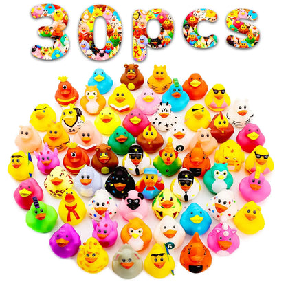 30 Pack Rubber Ducks for Jeeps 2.3 Inch Bulk Floater Jeeps Ducks for Ducking Assortment Rubber Duckies for Kids Baby Bath Toys B