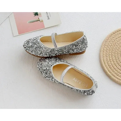 2025 Spring 1 to 12 years old girls dress shoes Beauty Pointed Toe Teen Girl Leather Shoes Bling Princess Wedding Shoes