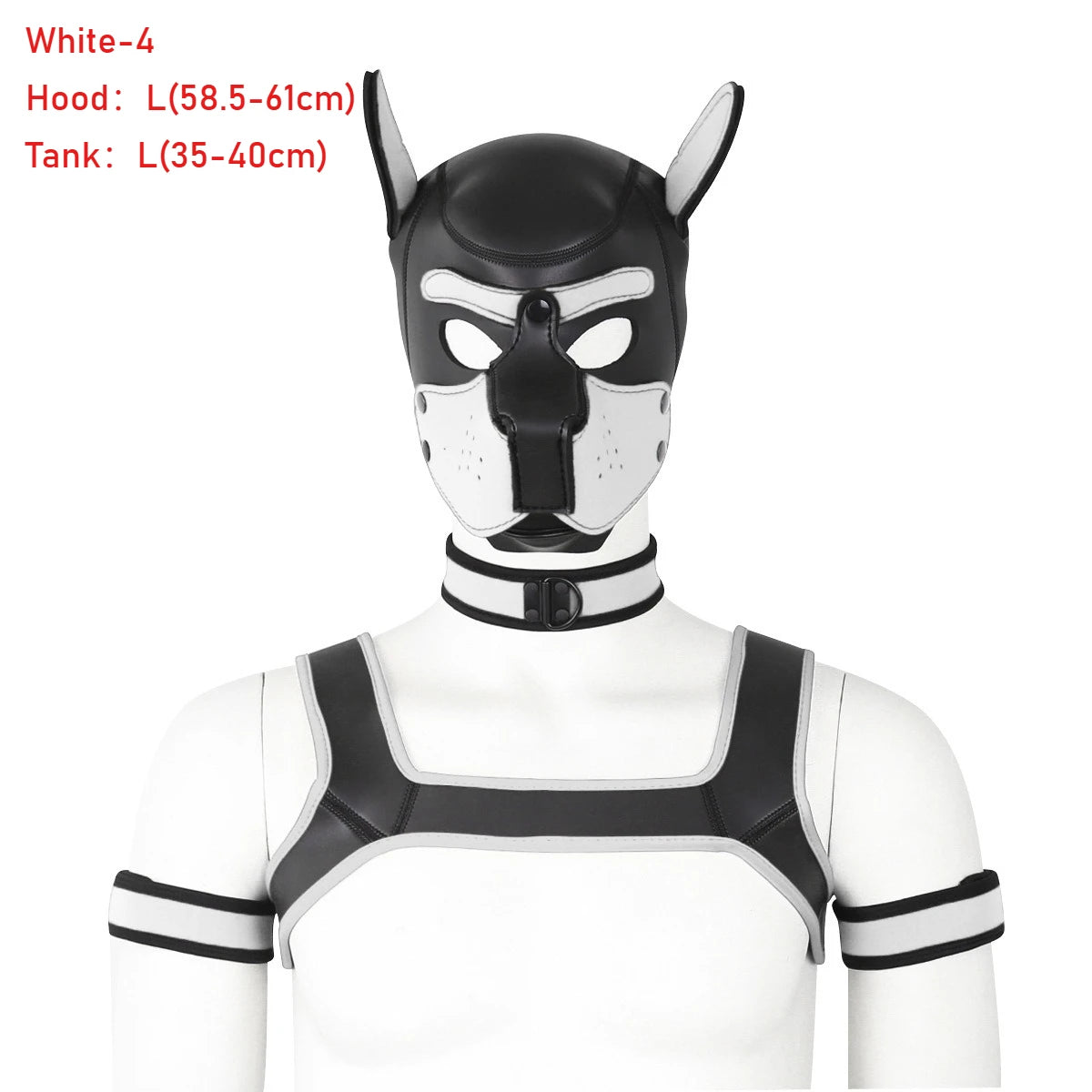 Large Size Puppy Cosplay Neoprene Fetish Hood Mask Kit with Chest Strap Collar Armband Sex Costumes for Bdsm Slave Role Play