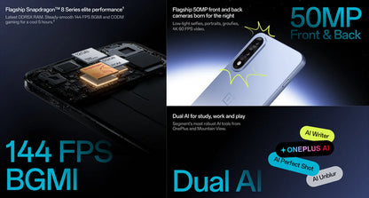 Global version samrtphone OnePlus Nord 5 5G 8GB+256GB 12GB+512GB Snapdragon 8s Gen 3 Android 15 6800 mAh 80W Wi-Fi 6  NFC