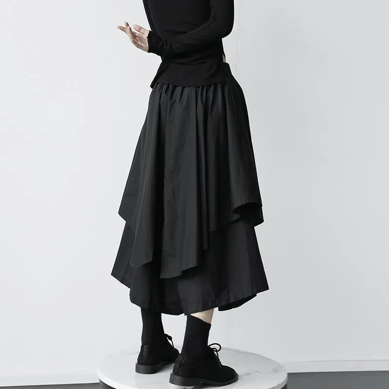 Women Skirts Gothic Irregular Skirts Pants Women High Waist White Black Long Skirts Female Pleated Skirts Culottes Women Clothes