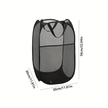 Space-Saving Fabric Laundry Hamper - Collapsible & Portable Mesh Design with Sturdy Carry Handles for Home Use