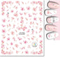 3d Nail Art Decals Watercolor Florals Purple Green Pink Flowers Leafs Fruit Adhesive Sliders Nail Stickers For Manicure