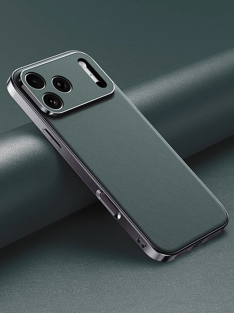 LANGSIDI Luxury Leather Phone Case for iPhone 17 16 15 Pro Max Air 17Pro 16Pro Full Lens Protection Back Cover