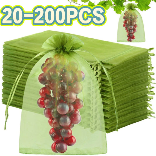 Reusable Drawstring Plant Protection Net Bags Garden Pest Proof Cover For Fruit Trees Vegetables Grapes Strawberries Berries