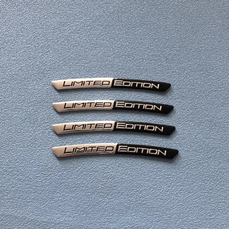 4PCS Aluminum Alloy Limited Edition Logo Car Hub Sticker Decal Tire Rim Decorative Strip Car Exterior General Accessories.