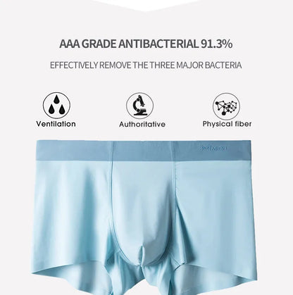 MiiOW 3Pcs Ice Silk Men Underwear Mens Underpants Graphene Antibacterial Crotch Men's Panties Breathable Man Boxers Briefs L-5XL