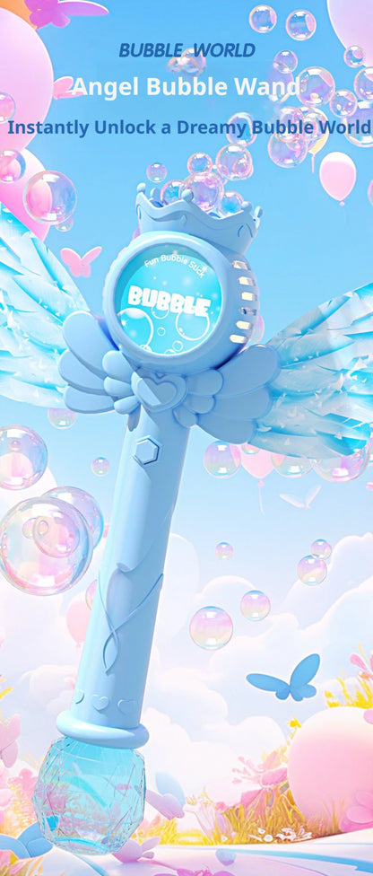 2026 New Electric Angel Automatic Bubble Handheld Bubble Stick Emit Light and Sound Bubble Gun for Party Summer Outdoors Toy
