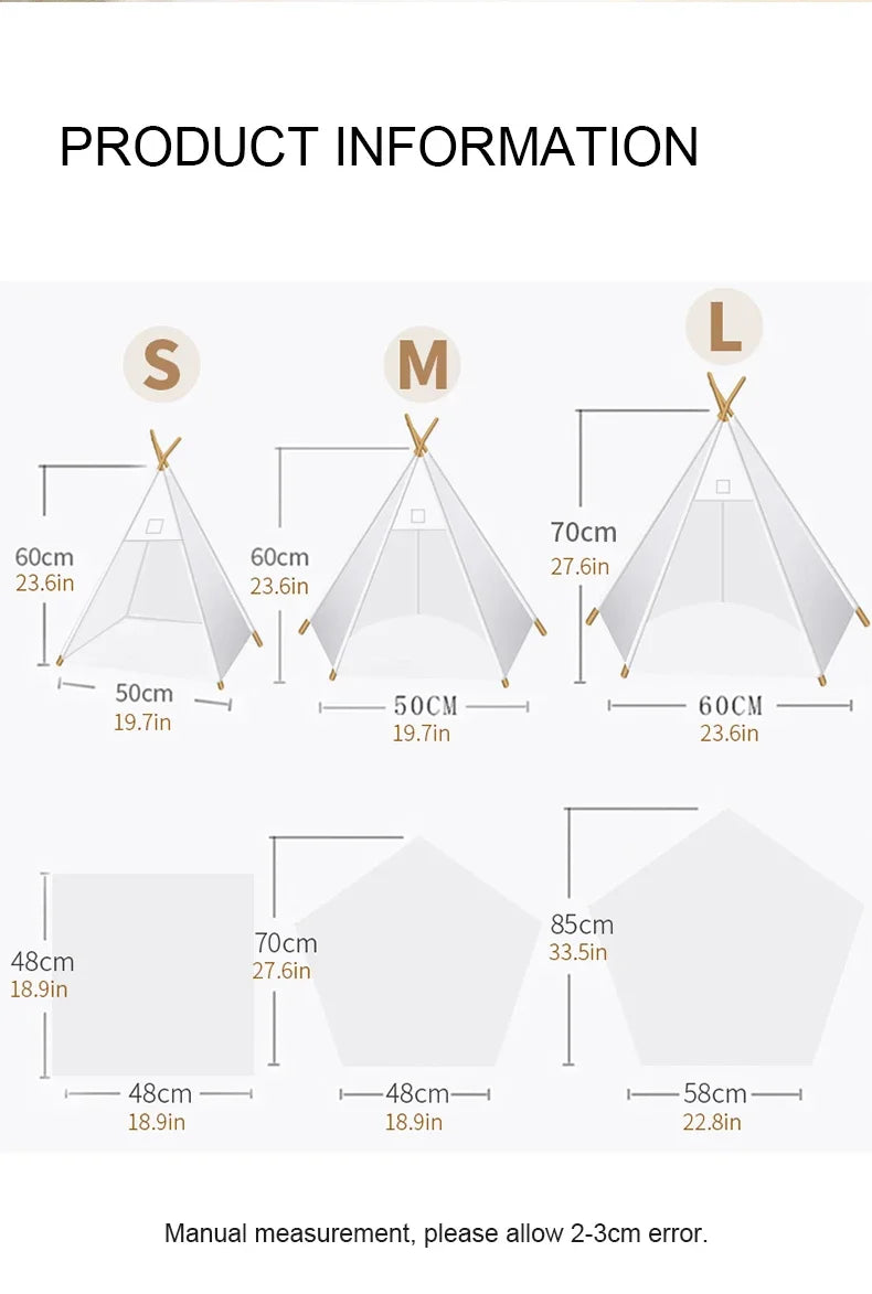 Pet Teepee Tent for Small Dogs or Cats Puppy Sweet Bed w/Thick Plush Pad Washable Dog or Cat Houses