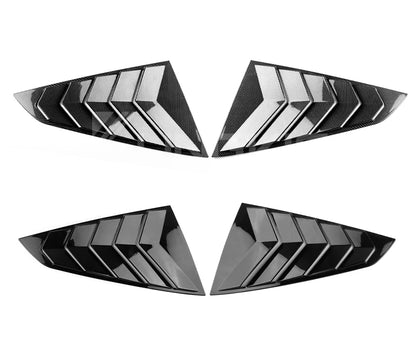 For Ford Mustang 2024 2025 2026 GT S650 Gloss Black Carbon Fiber Pattern Rear Windshield Side Spoiler Splitter Triangle Louver