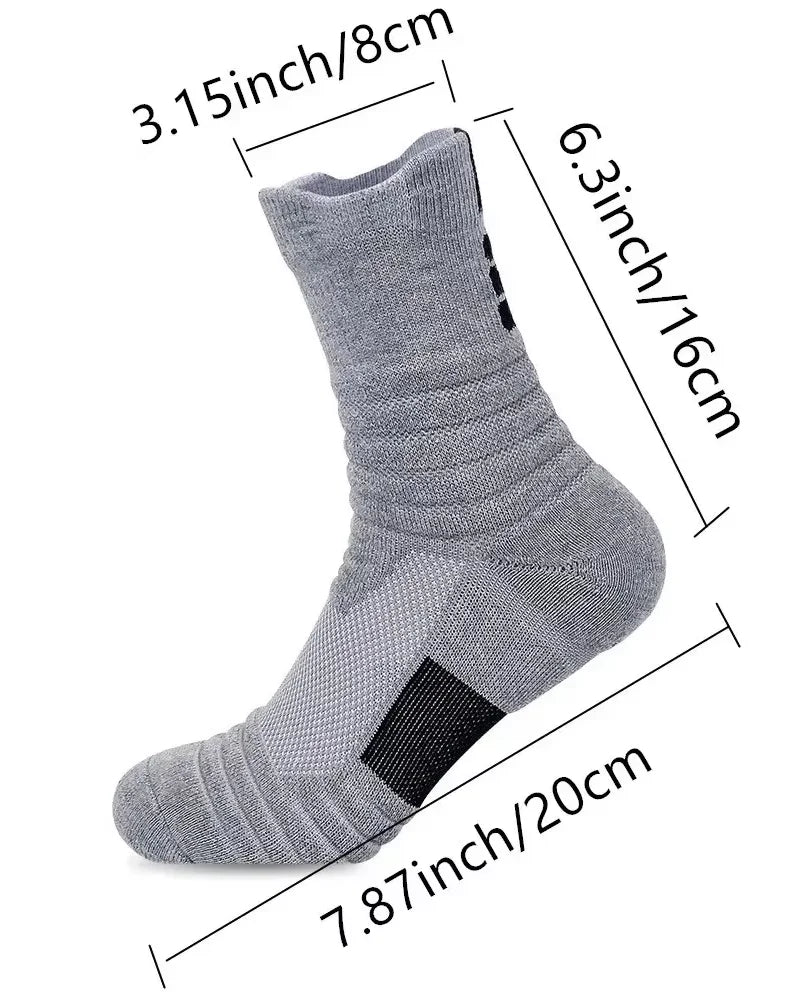 3 Pairs Men's Socks Compression Stockings Breathable Basketball Sports Cycling Moisture Wicking High Elastic Tube