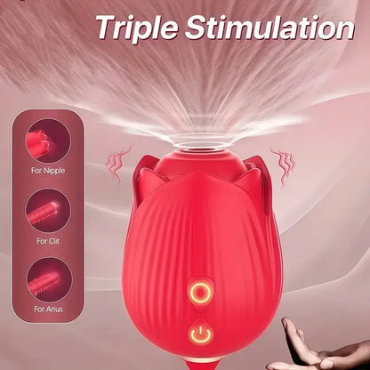 3in1 Thrusting Anal Vibrator Female Rose Sucking Clitoris Stimulator Dildo Licking Vagin Massager Masturbator Sex Toys for Women