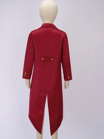 Kids Boys Vintage Steampunk Tailcoat Jacket Halloween Costume Gothic Medieval Clothes Court Uniform Magician Ringmaster Cosplay