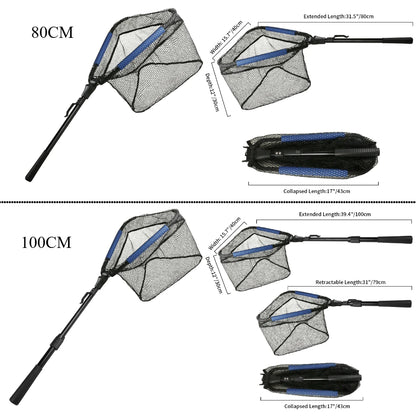 Telescopic Fishing Net with Blue Foam Rubber Coated  Foldable Collapsible Fish Landing Net for Saltwater Freshwater Fish Catch