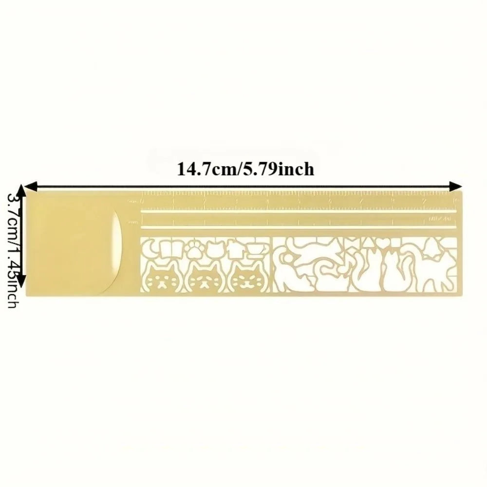 Cat Pattern Double-Sided Bookmark Diary Planning Book Note Gifts Cat Template Ruler Multifunctional Stationery Tool