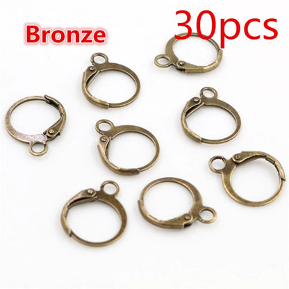 30-50pcs/lot Gold Silver French Lever Earring Hooks Wire Settings Base Hoops Earrings For DIY Jewelry Making Supplies Wholesale