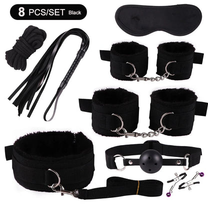 Hot Exotic Bed Bondage Set BDSM Kits Exotic Sex Toys For Women  Adults Games Leather Handcuffs Whip Gag Nipple Clamps Sex Shop