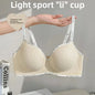 6cm Thickened Push-Up Bra for Small Chest Wireless No Steel Ring Letter Print Adjustable Straps Anti-Slip Pads Seamless Lingerie