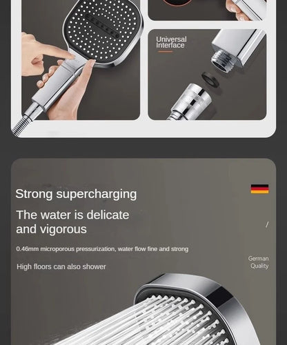 13CM Large Panel Shower 3 Modes Shower Head High Pressure Water Massage Shower Head Set with Cartridge Bathroom Accessories