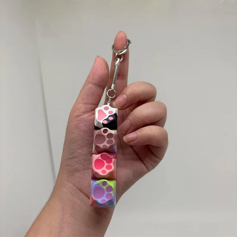 Cat Claw Keychain Key Ring Pendant Mobile Phone Backpack Pendant Desktop Accessories Fingertip Office Decompression Press Tools