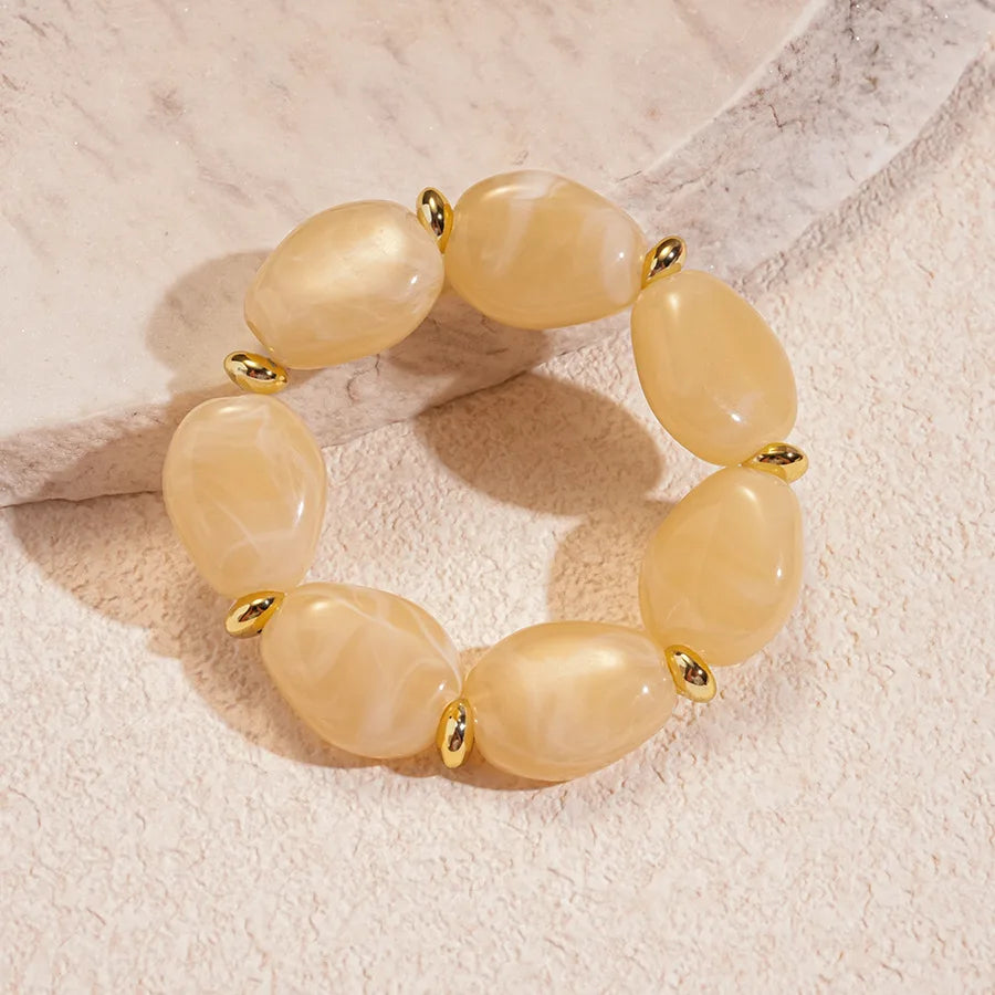 Acrylic Irregular Square Round Beaded Bracelet Bangle for Women Imitation Stone Chain Bracelet Hand Accessories Couple Gifts K