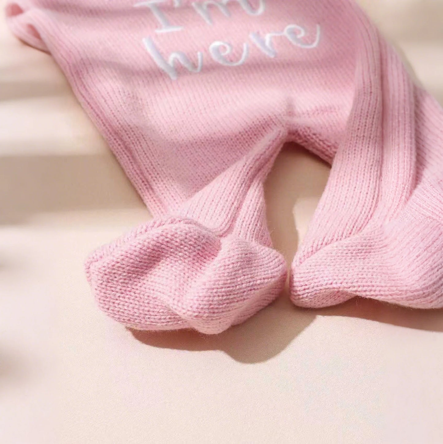 Ylsteed "Hello" Embroidery Knitting Newborn Birth Announcement Outfits Footed Jumpsuit Baby Boy Girl Photography Props Newborn