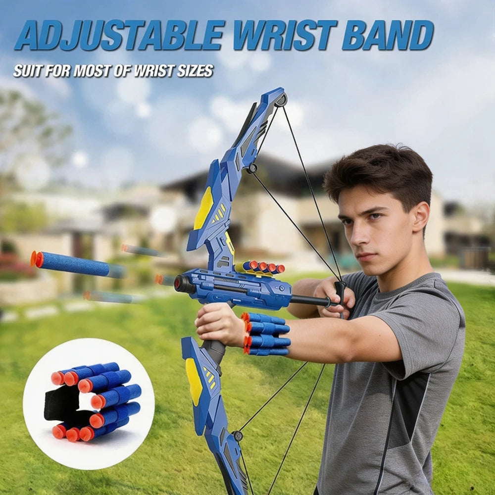 Soft Bow Archery Set Shooting Game Toy with Wrist Guard and Target Summer Outdoor Sports Play Equipment Birthday Holiday Gift