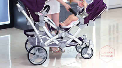 Foldable Twin Baby Stroller,Double Seat Baby Stroller for Two Babies,Shock-absorbing Twin Baby Stroller,Multi-function