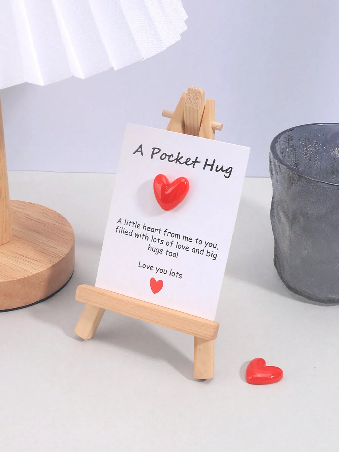 4 Pack Small Cute Pocket Hug Cards, Heart Shape Encouragement Greeting Cards, Mini Love Cards for Birthday Valentine