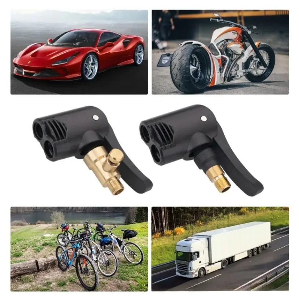 2-in-1 Deflated Schrader/Presta Valve Adapter Portable Tire Air Pump Nozzle Hose Tire Inflator Chuck Inflatable Pump Connector
