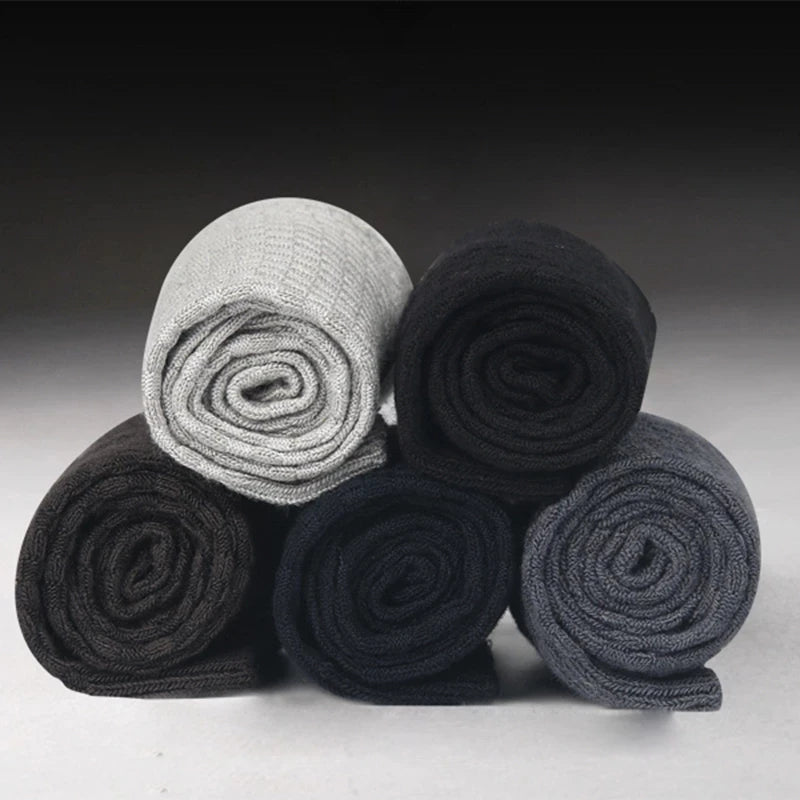 5 Pairs Bamboo Fiber Men's Socks Classic Business Crew Socks Spring Autumn Casual Comfortable Breathable Compression Bamboo Sox