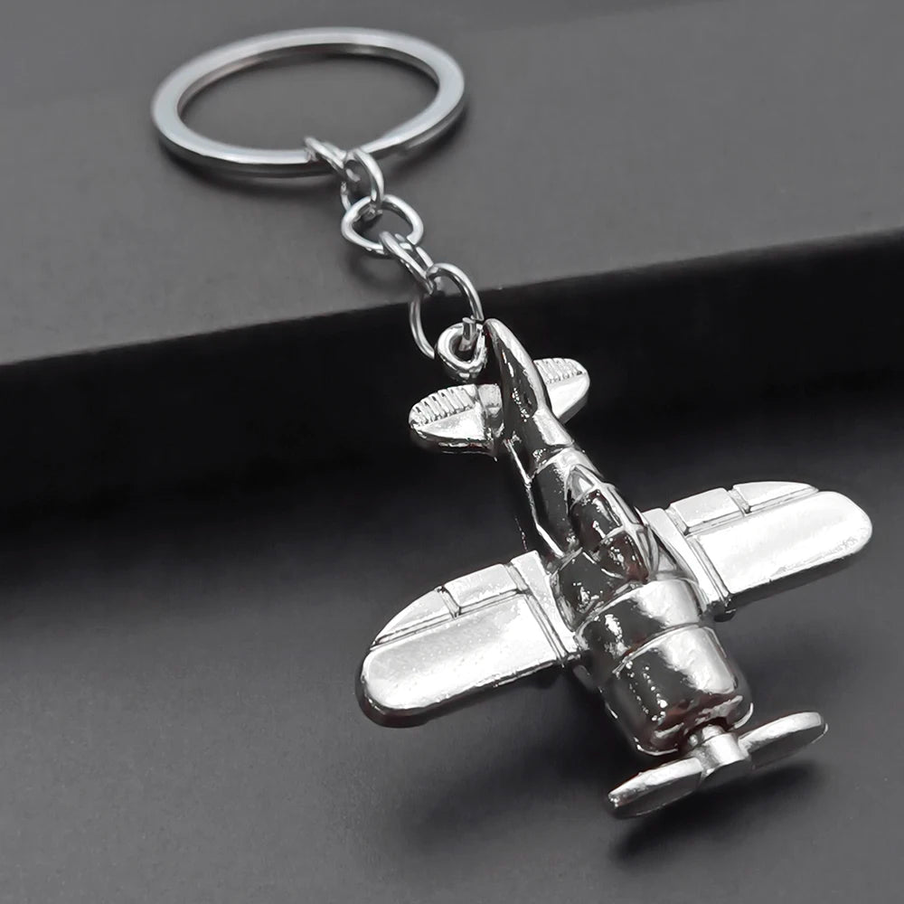 Air Plane Model Fighter Keychains Metal Cool Airplane Keyring Pendant Car Motorcycle Bag Key Chain Ring for Men Creative Gift