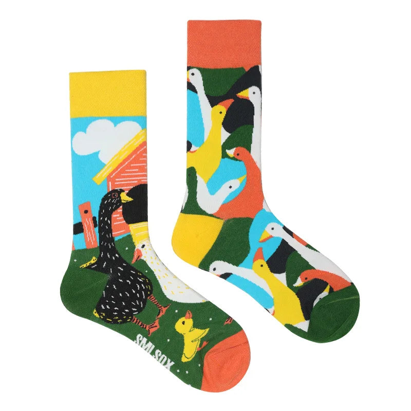 1 Pair Man Women Sock Original AB Tide Socks Colorful Cat Dog Koala Cow Cotton Socks Four Seasons Unisex Socks for Birthday Gift