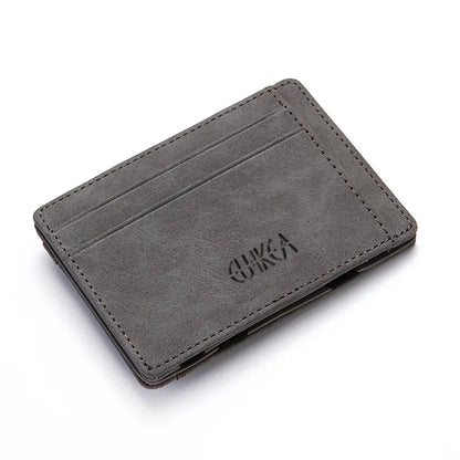 Mini Men Card Holder Wallets Zipper Coin Pocket Slim Magic Male Wallet Quality PU Leather Credit Bank Card Case Small Men Purses